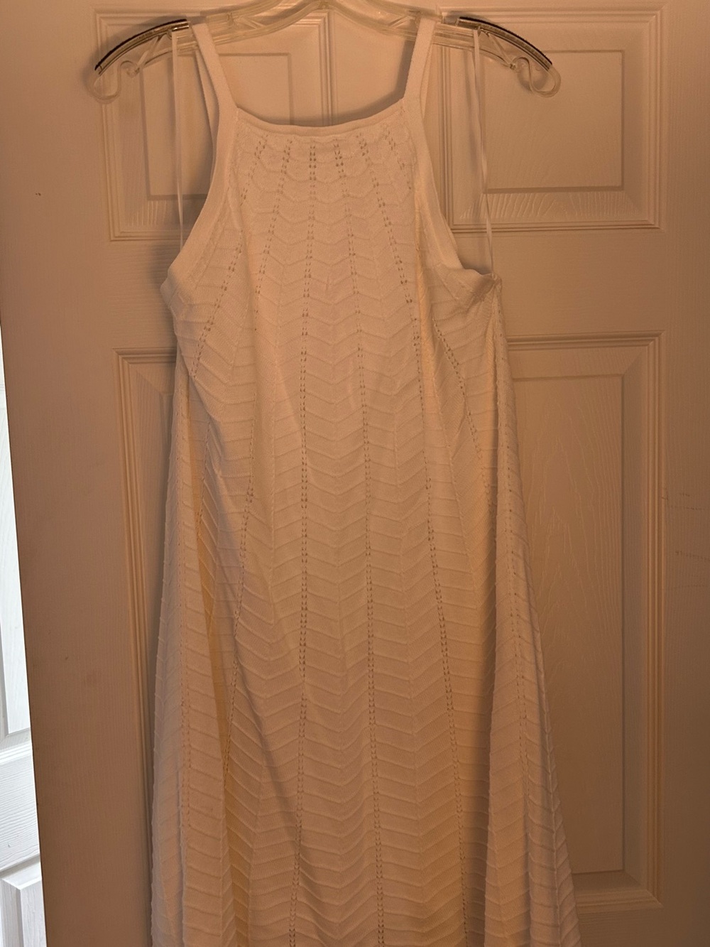 LOFT White Sleeveless Chevron Knit Maxi Dress